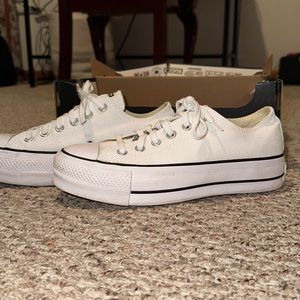 White Platform Low Top Converse in Box